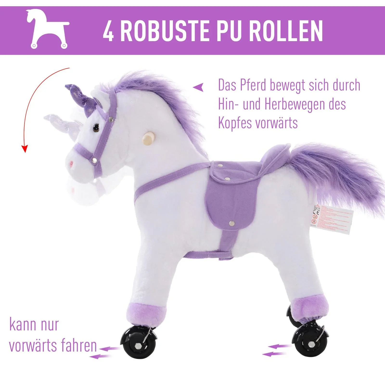 Plüsch-Einhorn auf Rollen - 7