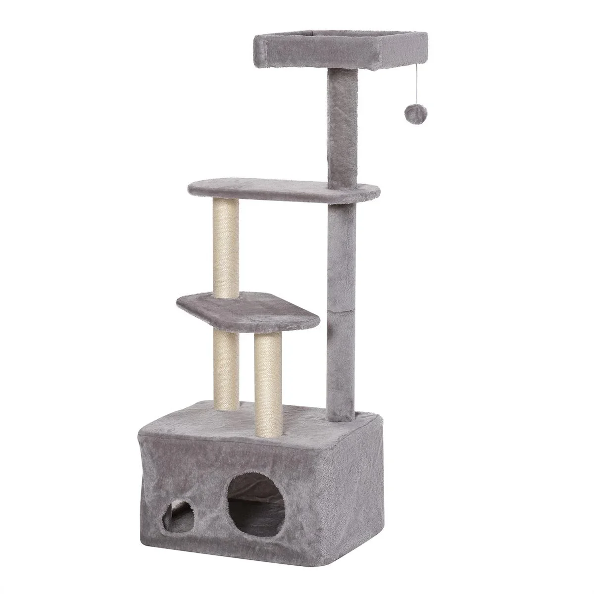 Kratzbaum mit Katzenhöhle Ballspielzeug Katzenbaum Kletterbaum für Katzen Mehrstufiges Multiaktivitätszentrum E1 MDF Sis - 0