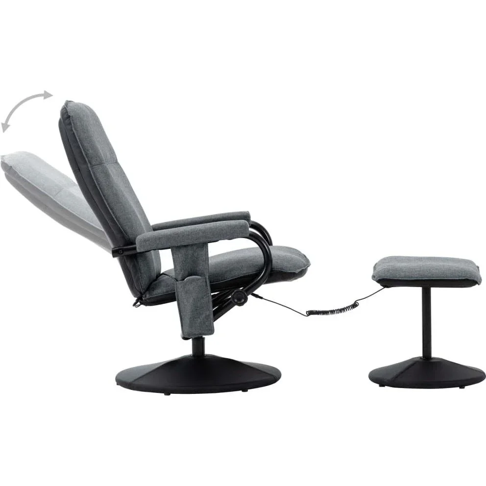 Massageliege verstellbar mit Fußhocker Stoff hellgrau - 2