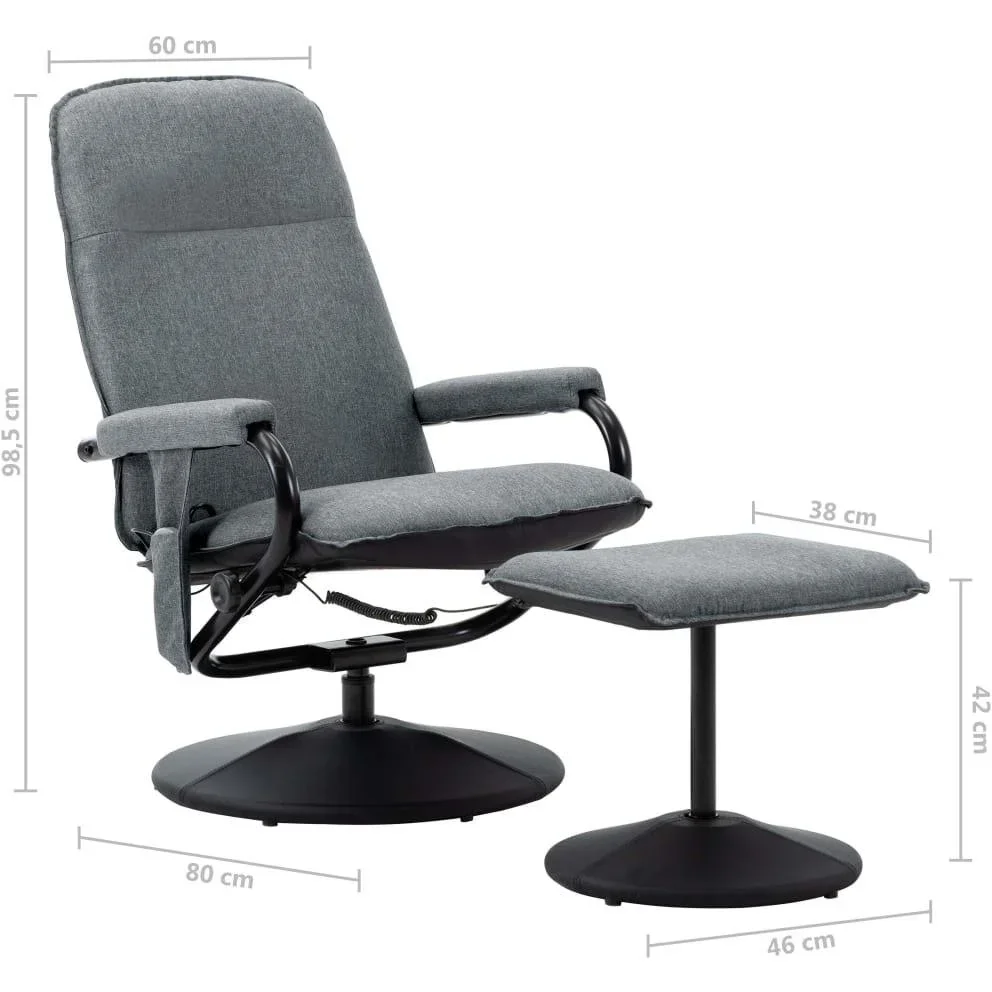 Massageliege verstellbar mit Fußhocker Stoff hellgrau - 4