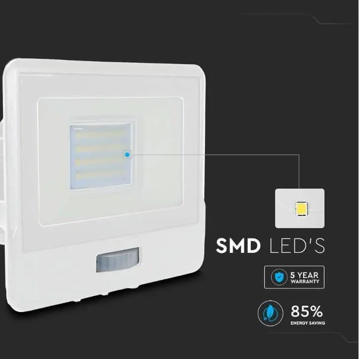 VT-128S LED-Flutlicht mit Sensor - 20 W - 1510 Lm - 3000K - Weiß - 4