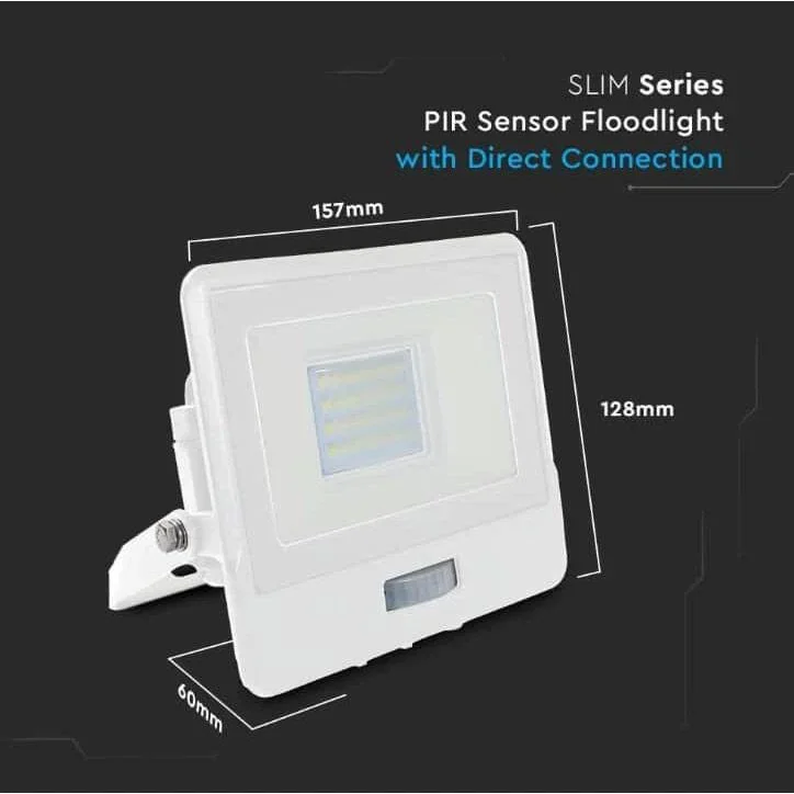 VT-128S LED-Flutlicht mit Sensor - 20 W - 1510 Lm - 3000K - Weiß - 5