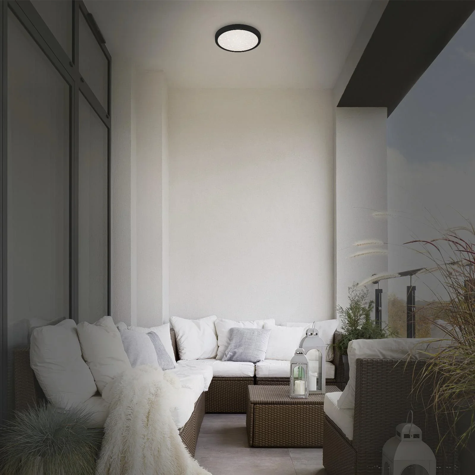 LED Außenleuchte mit Sternencover und schwarzem Metallrahmen, IP44, 18,5 Watt, 2.000 lm, 4.000 K - 3