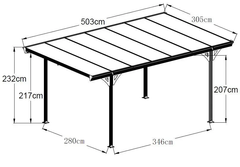 Carport Flachdach 15 m² Weiß - 2