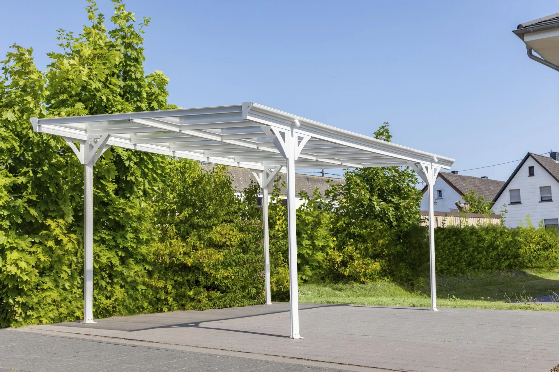 Carport Flachdach 15 m² Weiß - 9