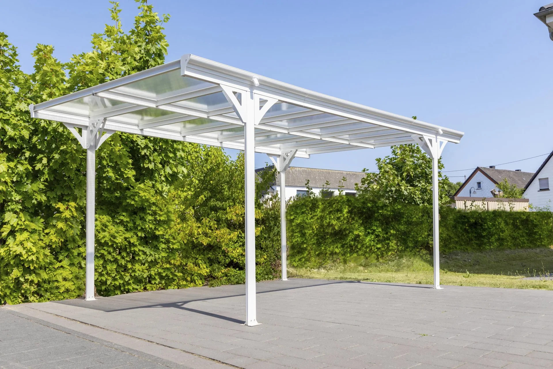 Carport Flachdach 15 m² Weiß - 10
