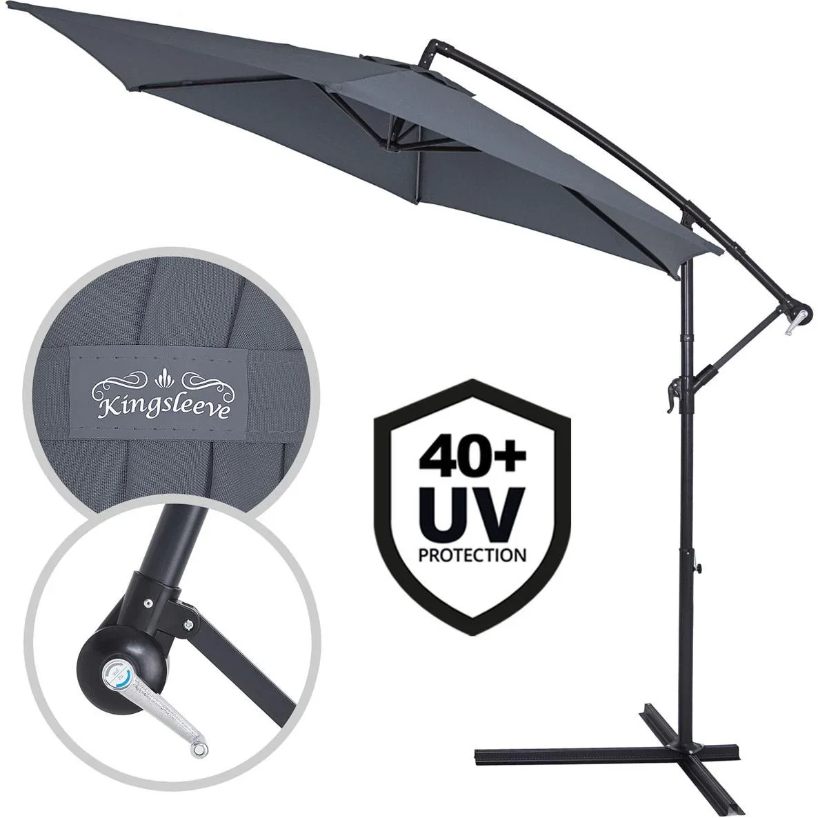 Sonnenschirm Aluminium Ø 300cm anthrazit mit UV-Schutz 40+ - 1