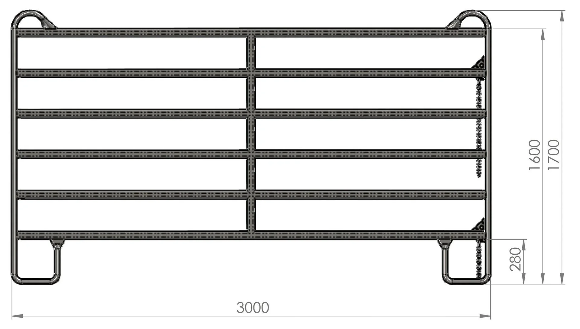 Weidepanel - Zaunelement 3,0 m Länge, 1,7 m Höhe - 2