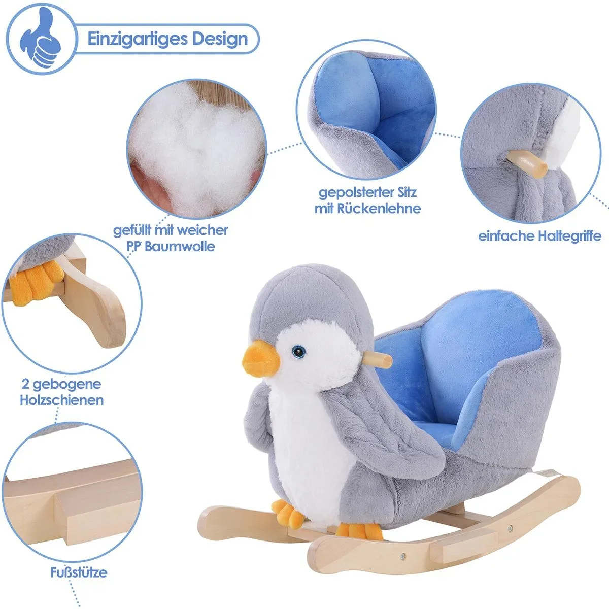 Schaukelpinguin grau/weiß - 5
