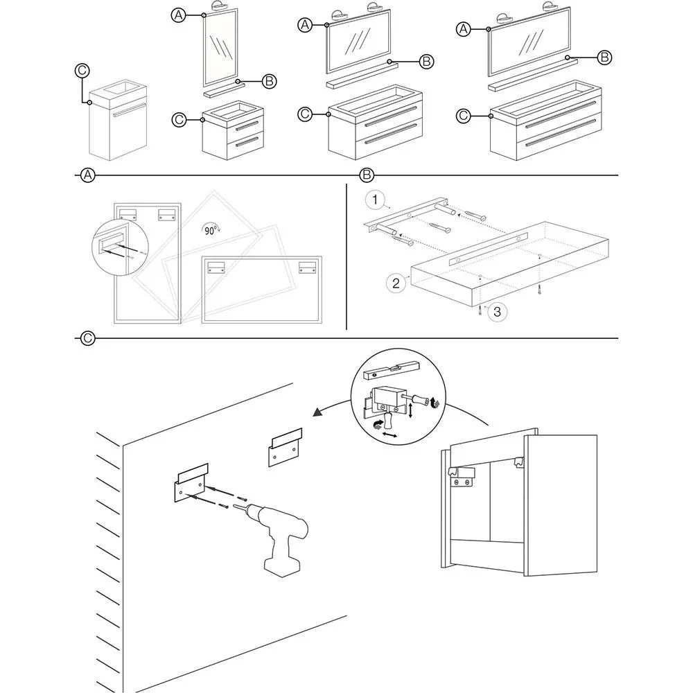Badezimmermöbel Force 125 cm - Anthrazit - 3