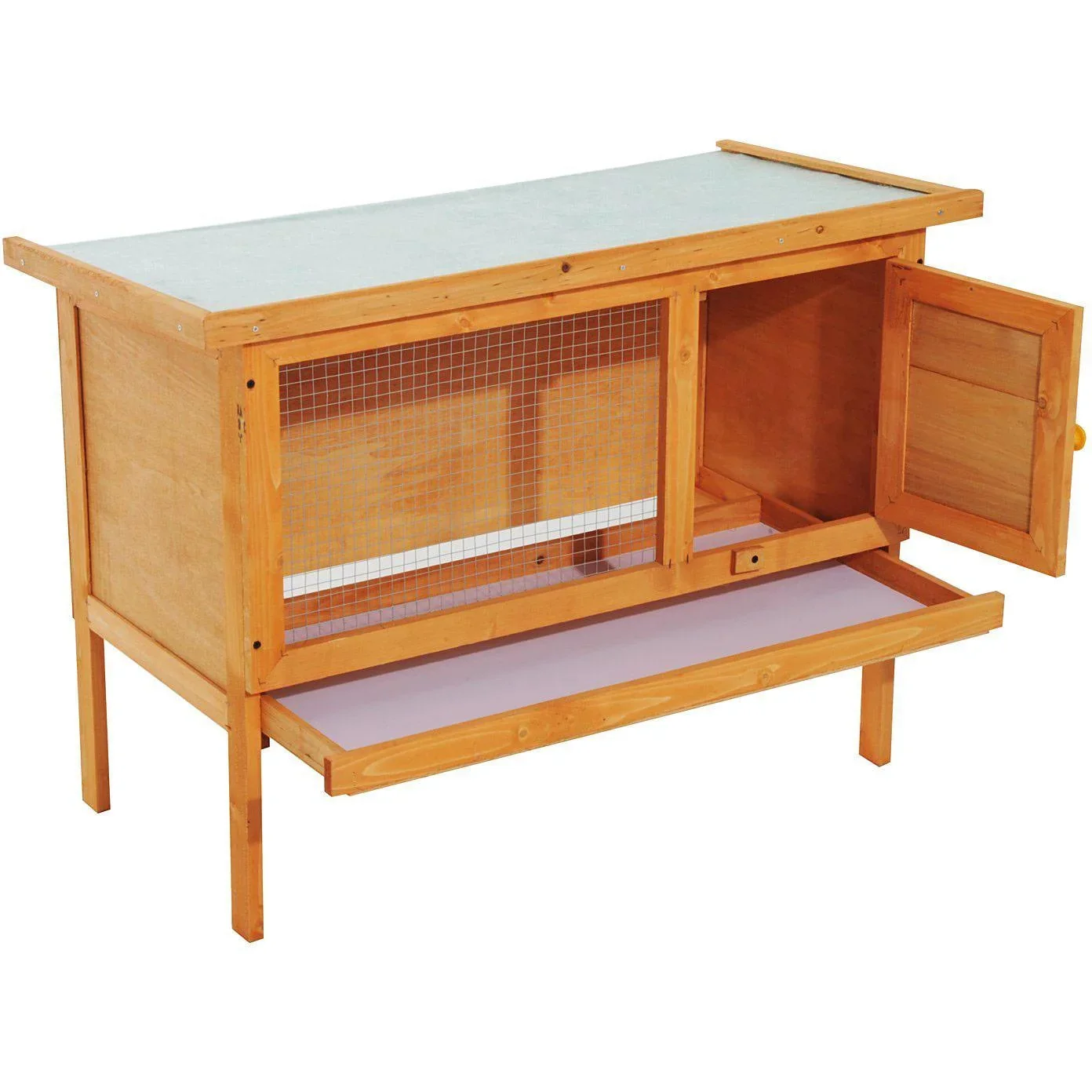 Hasenstall Kaninchenstall Holz 90x45x65cm - 3