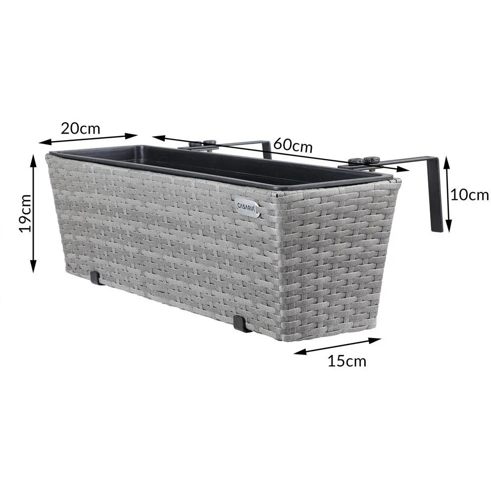 Polyrattan-Pflanzgefäß - 2er-Set - grau - 0