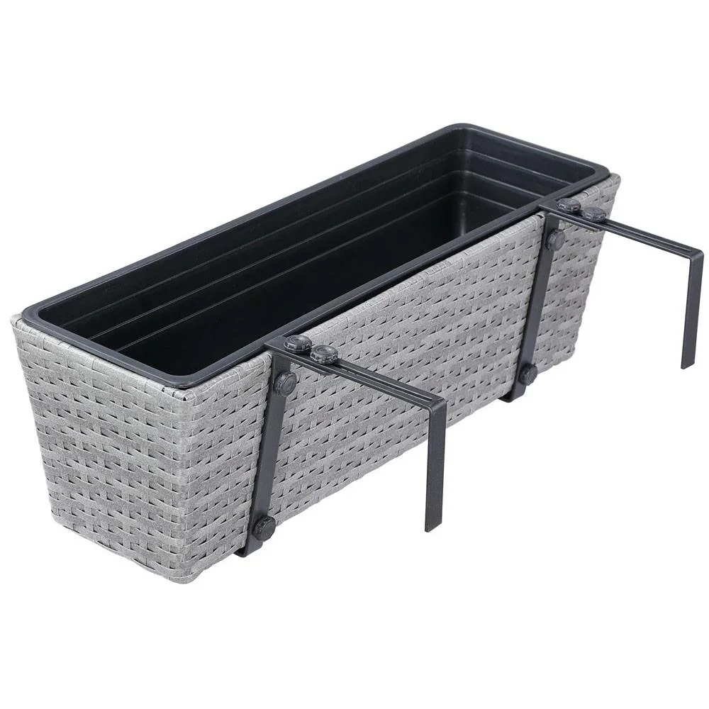 Polyrattan-Pflanzgefäß - 2er-Set - grau - 1