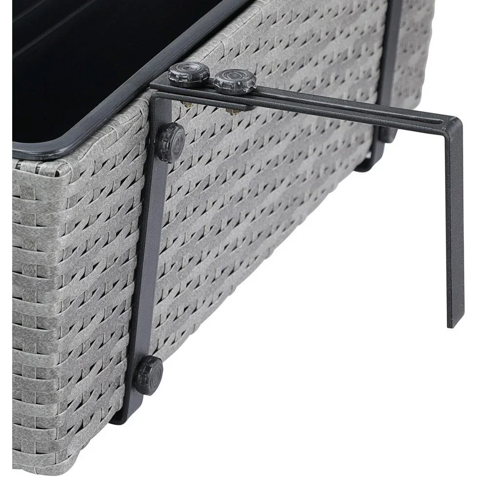 Polyrattan-Pflanzgefäß - 2er-Set - grau - 5