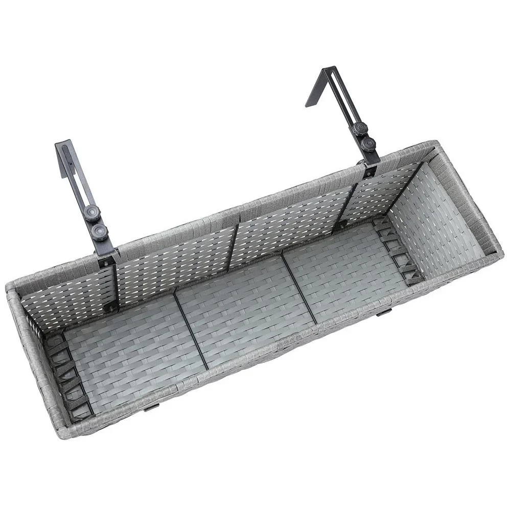 Polyrattan-Pflanzgefäß - 2er-Set - grau - 6
