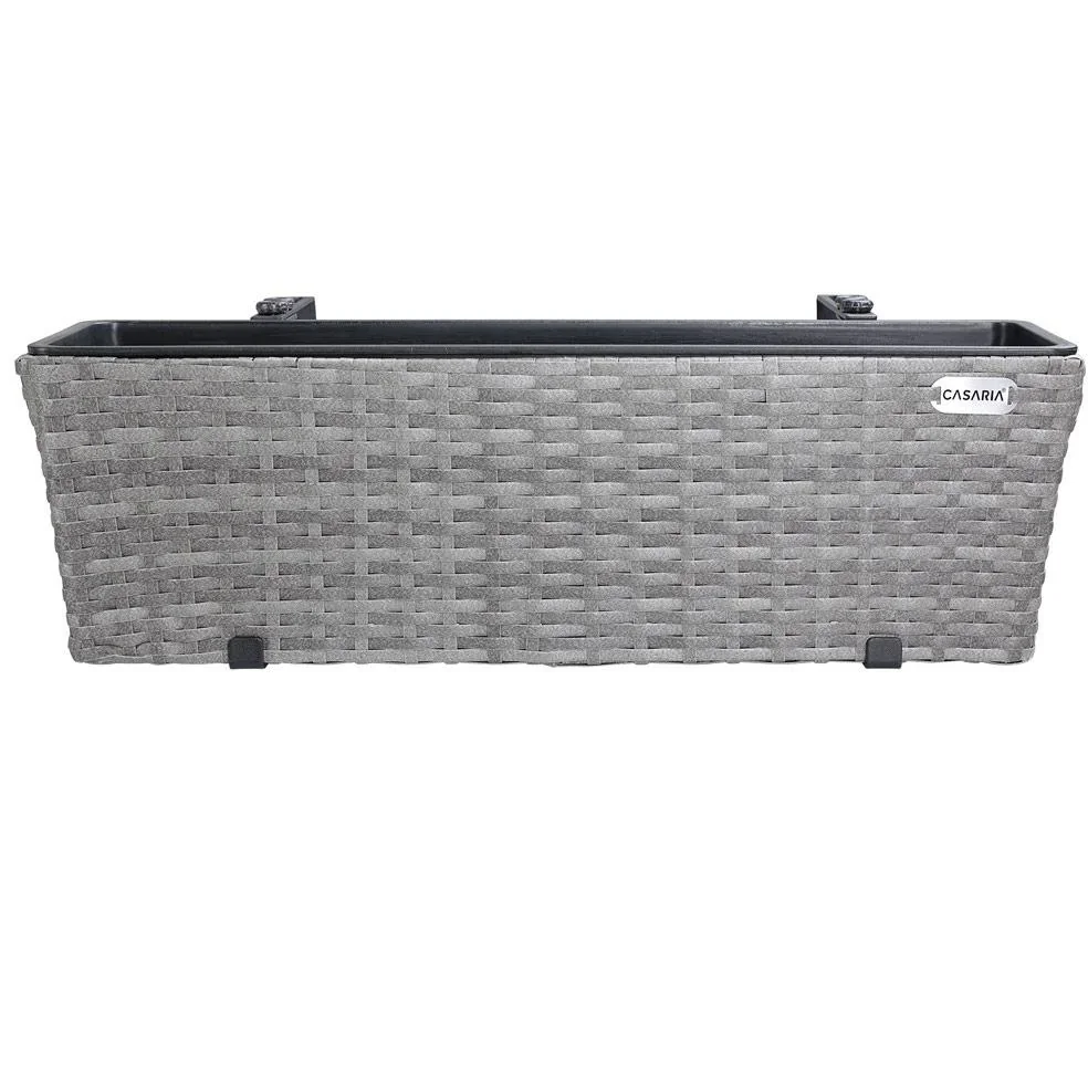 Polyrattan-Pflanzgefäß - 2er-Set - grau - 7