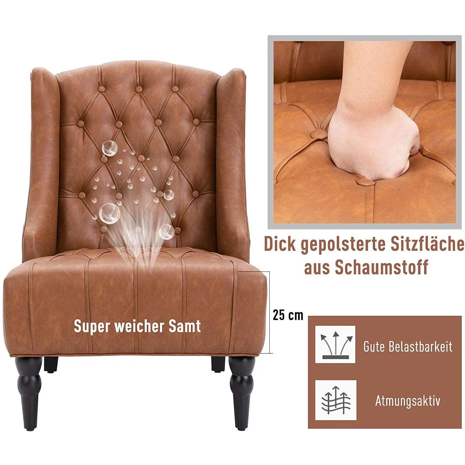 Ohrensessel mit Tufting - 4