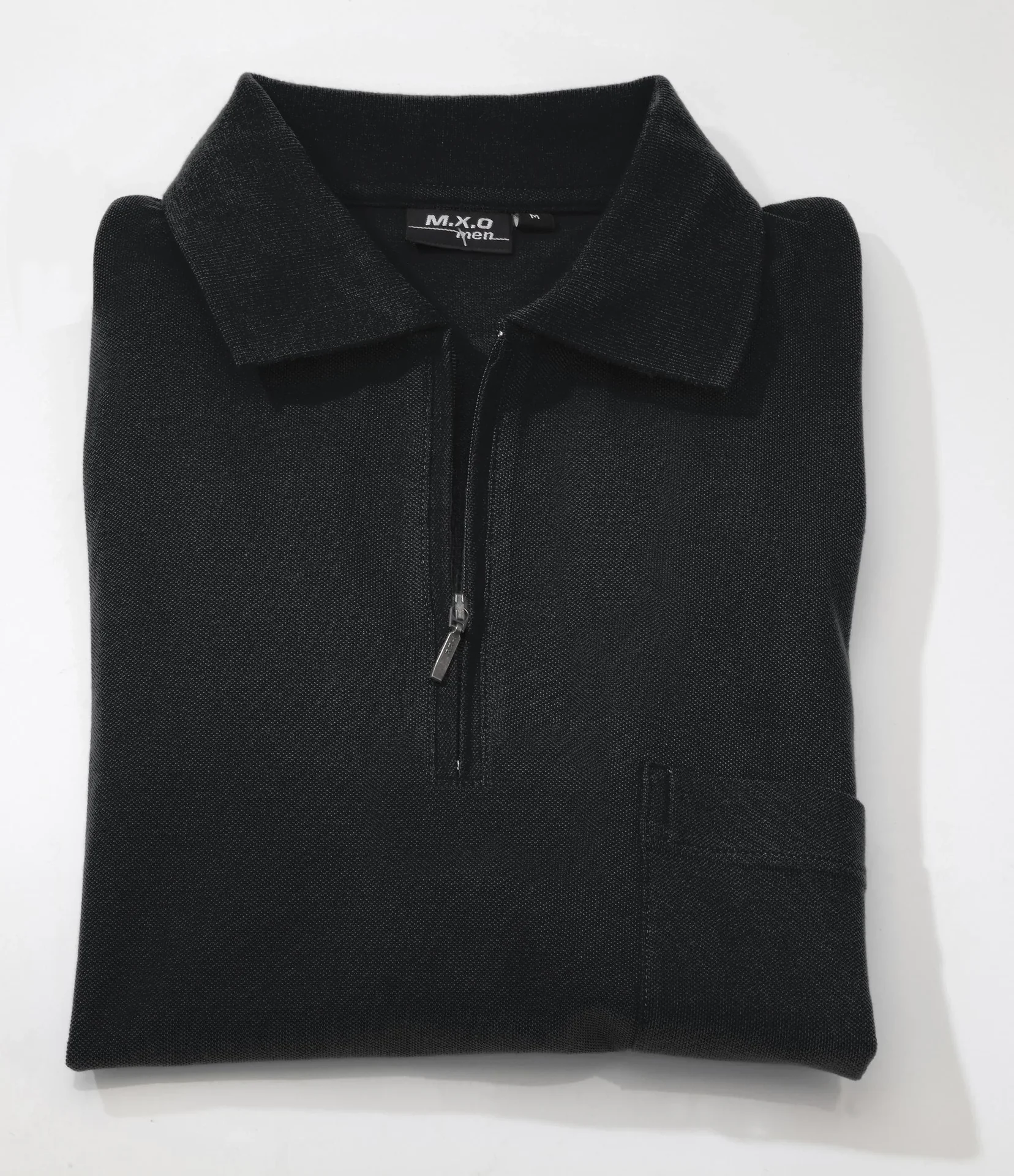 Poloshirt mit Reißverschluss, schwarz, Gr. L - 0