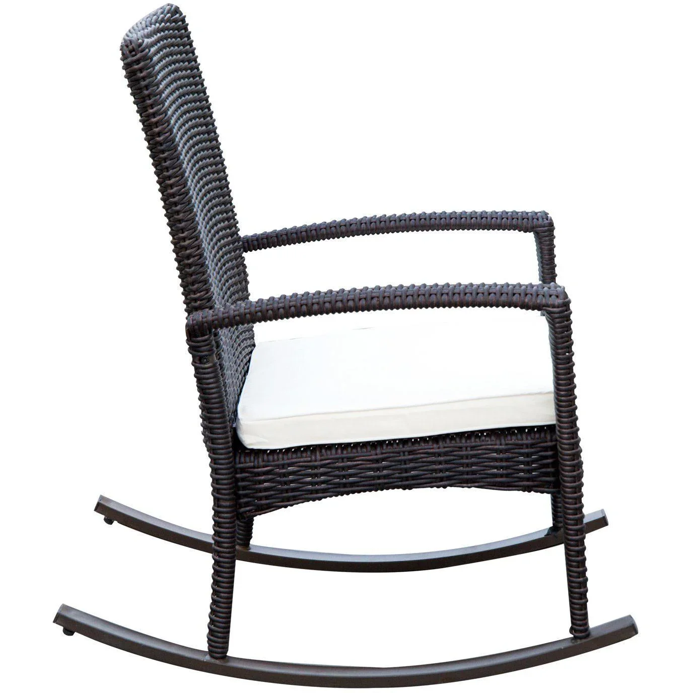 Schaukelstuhl Schwingsessel Polyrattan mit Kissen Braun - 0