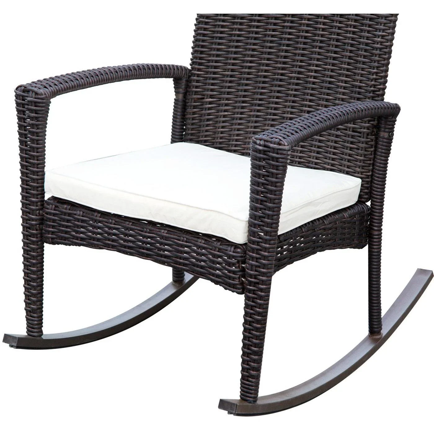 Schaukelstuhl Schwingsessel Polyrattan mit Kissen Braun - 5
