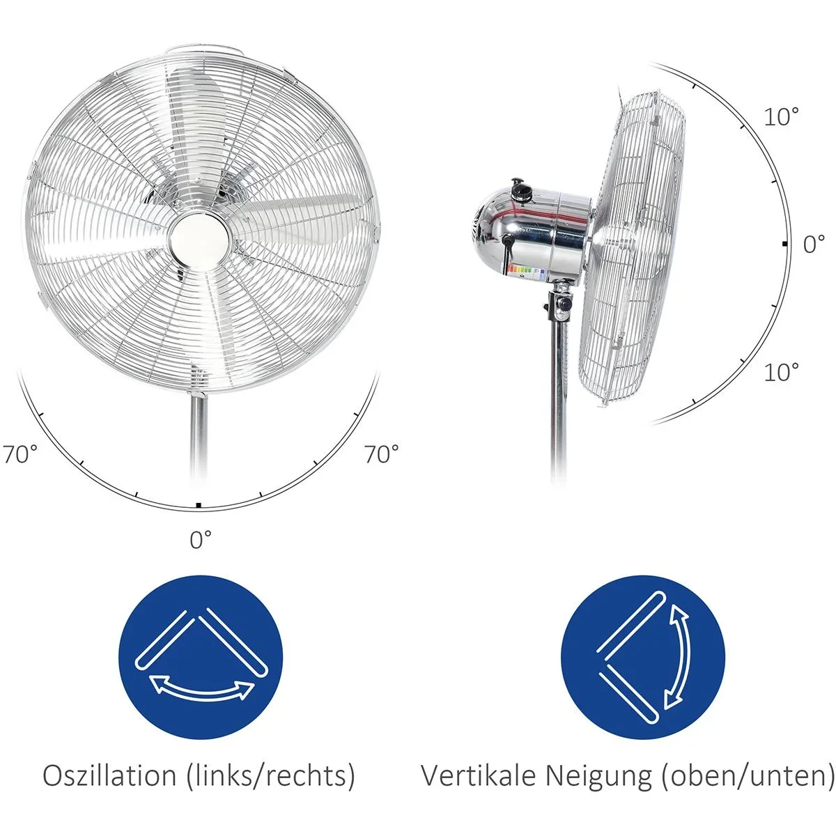 Standventilator mit 3 Geschwindigkeitsstufen silber - 8