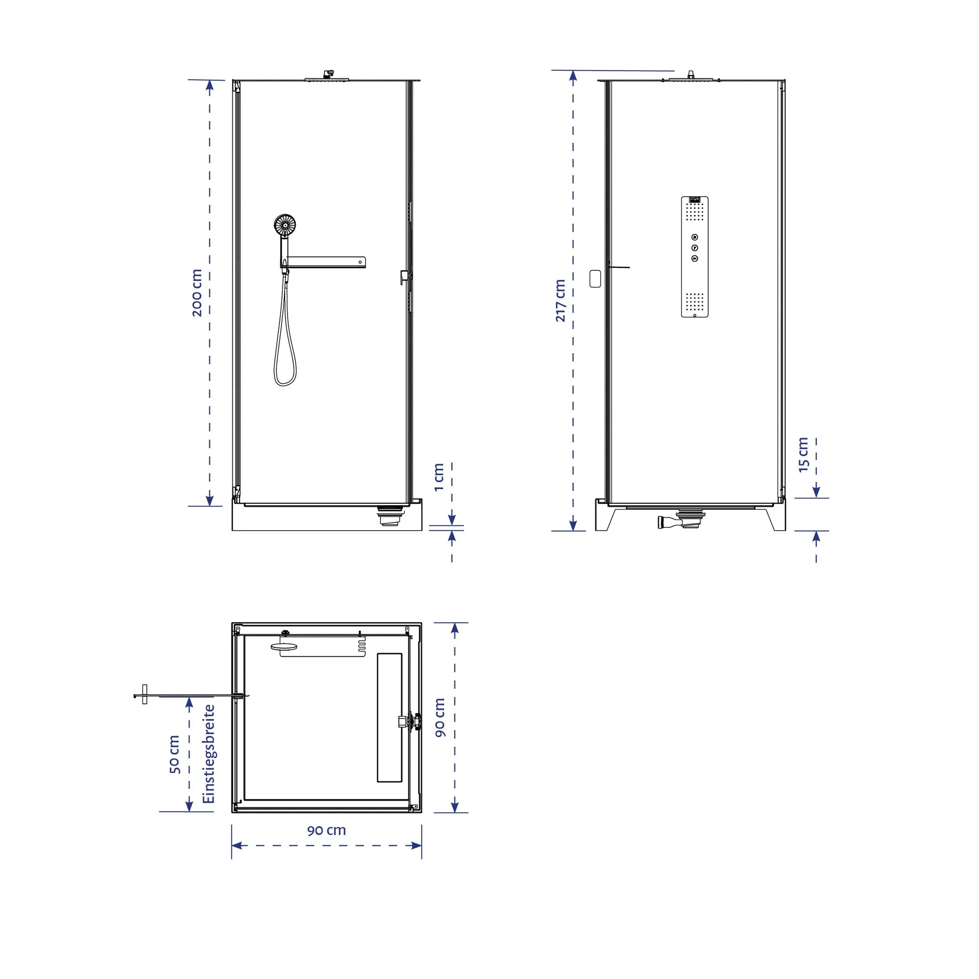 Komplettdusche "White Square" 90 x 90 x 215 cm - 1