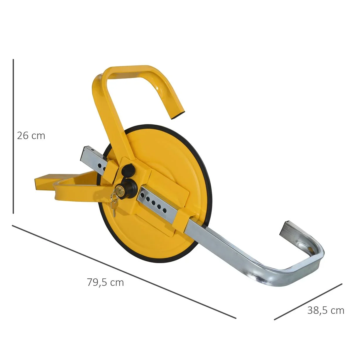 Radkralle Radklemmenschloss Parkkralle Reifenkralle Radschloss für Ø33-40,5 cm Räder mit Schutzscheibe 2 Schlüsseln 16-s - 1