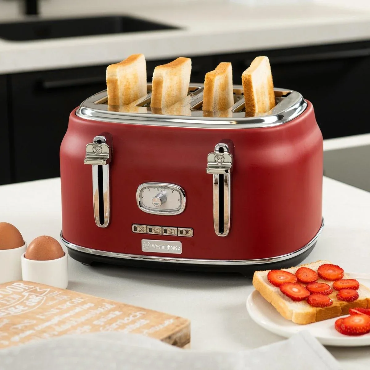 Retro-Toaster - 4-Scheiben-Toaster - Rot - 2