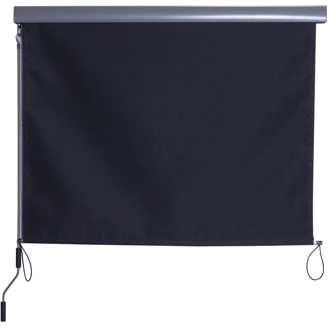 Windschutz Sonnenschutz Seitenrollo Sichtschutz mit Handkurbel Polyester + Aluminium Grau 140 x 200 cm - 1