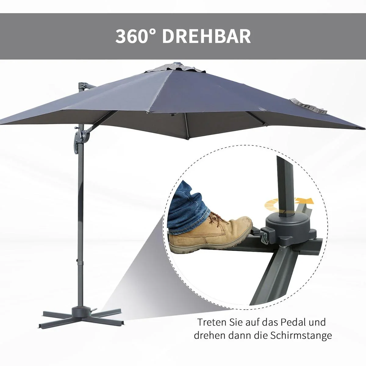 Sonnenschirm 245 x 245 cm Kurbelsc - 3