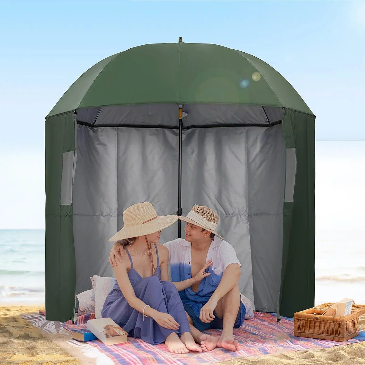 Sonnenschirm mit Seitenwänden - Blau - 2 x 2,2 M - 3