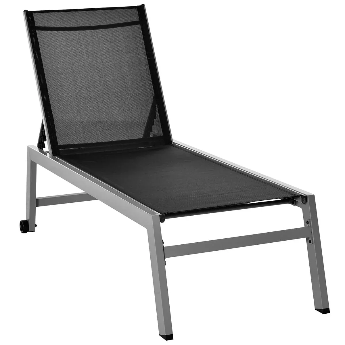 Sonnenliege, Gartenliege, 5-stufige Rückenlehne, Aluminium, Schwarz, 169 x 65 x 102 cm - 2