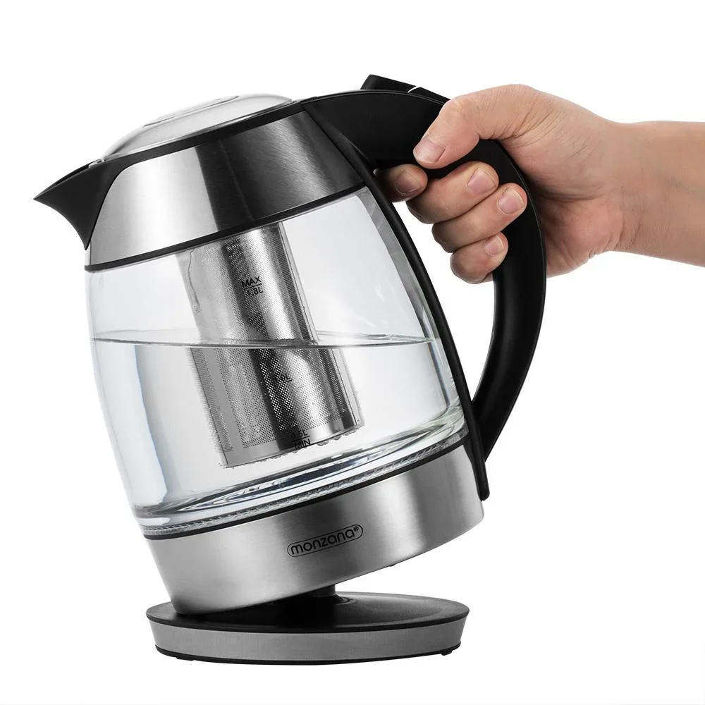 Wasserkocher silber/schwarzes Glas 1,8L inkl. Teesieb - 4
