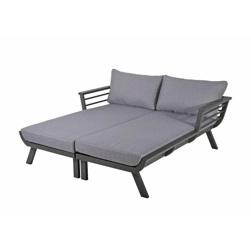 Doppelliege DELIA, Alu, dunkelgrau / Polyester, grau - 2
