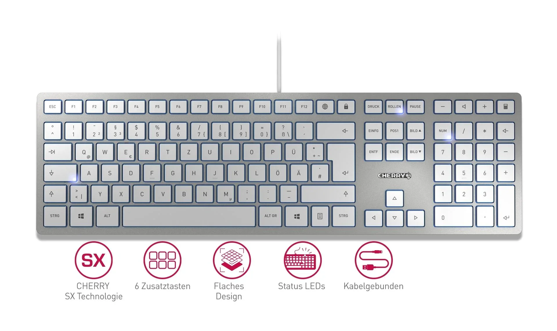 Kabelgebundene Tastatur KC 6000 SLIM silber - 1