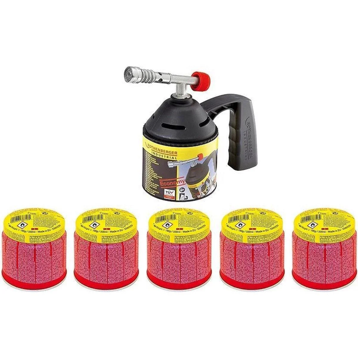 Lötbrenner mit Piezo - Inkl. 5x Gas - 0