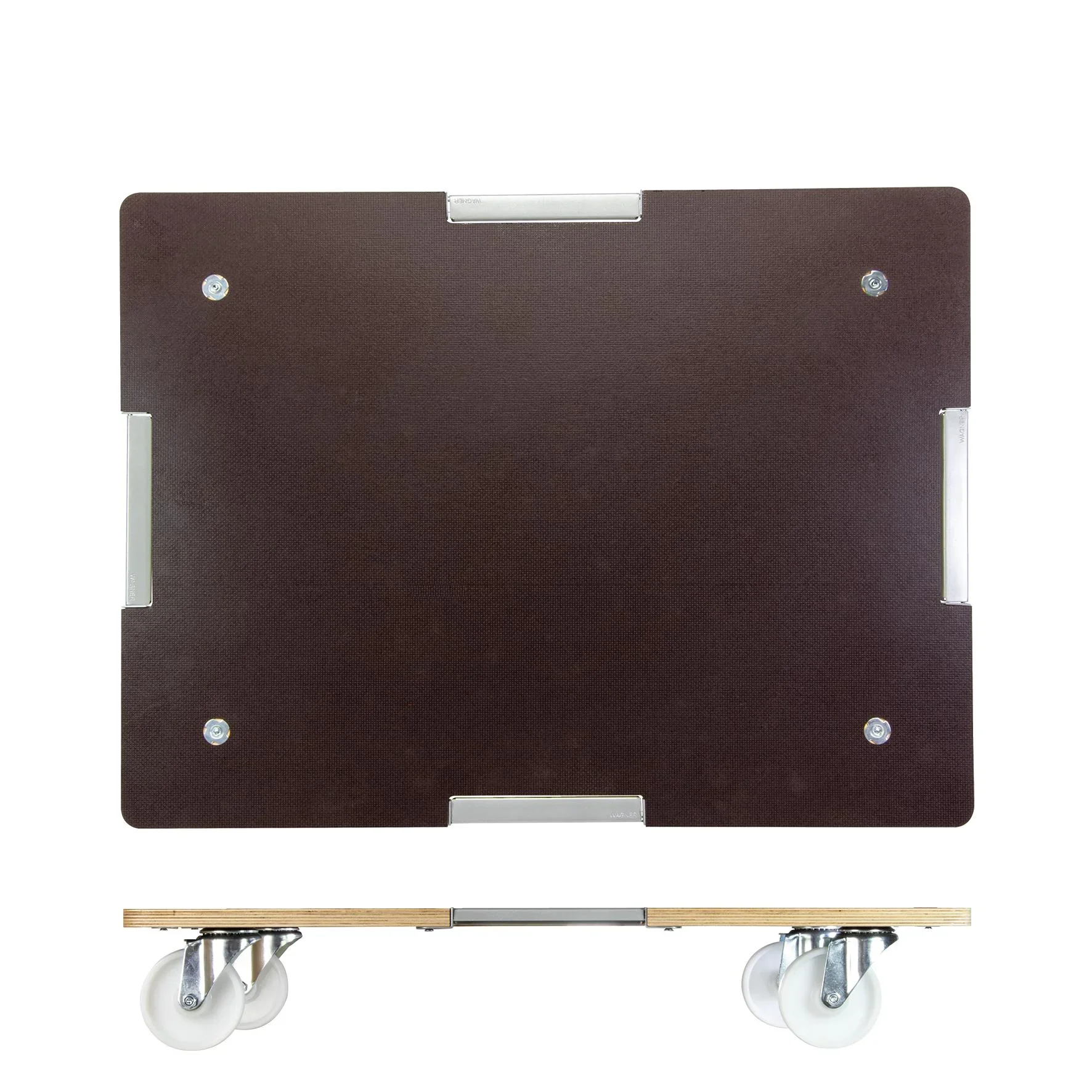 Transporthilfe MM 1379, 80 x 60 x 13,5 cm, harte Rollen Ø 100 mm, Rollenlager, Platte Maxigrip FSC®, Tragkraft 400 kg - 4