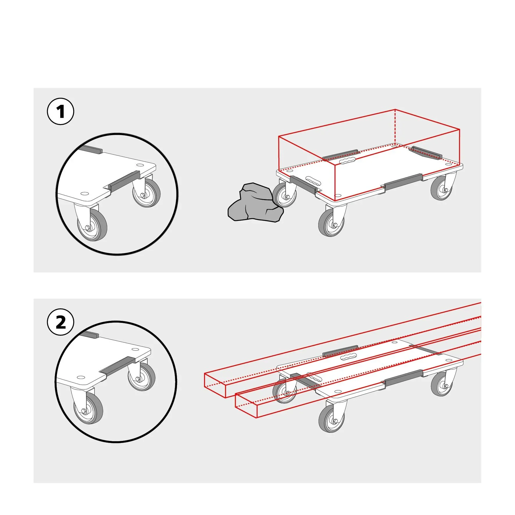 Transporthilfe MM 1379, 80 x 60 x 13,5 cm, harte Rollen Ø 100 mm, Rollenlager, Platte Maxigrip FSC®, Tragkraft 400 kg - 7