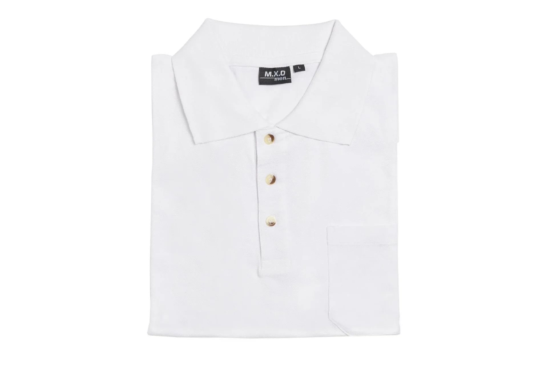 Poloshirt mit Knopfleiste und Brusttasche, Farbe weiß, Gr.XL - 0