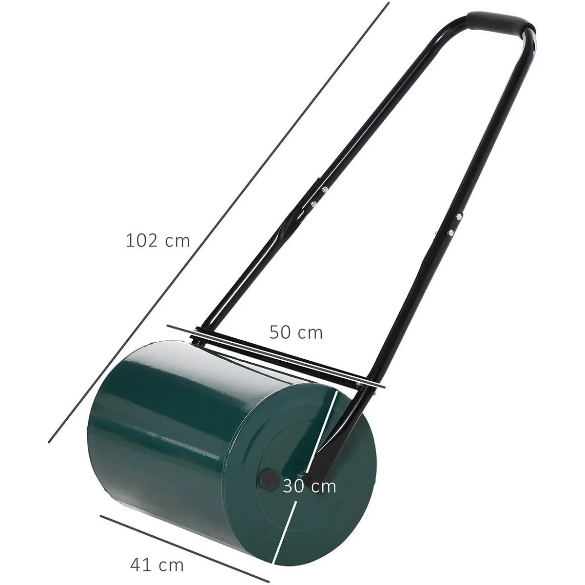 Rasenwalze mit U-Griff Gartenwalze Gartenrolle 30 cm Durchmesser 30 L Wasser-/Sandfüllung 41 cm Arbeitsbreite Metall Grü - 0
