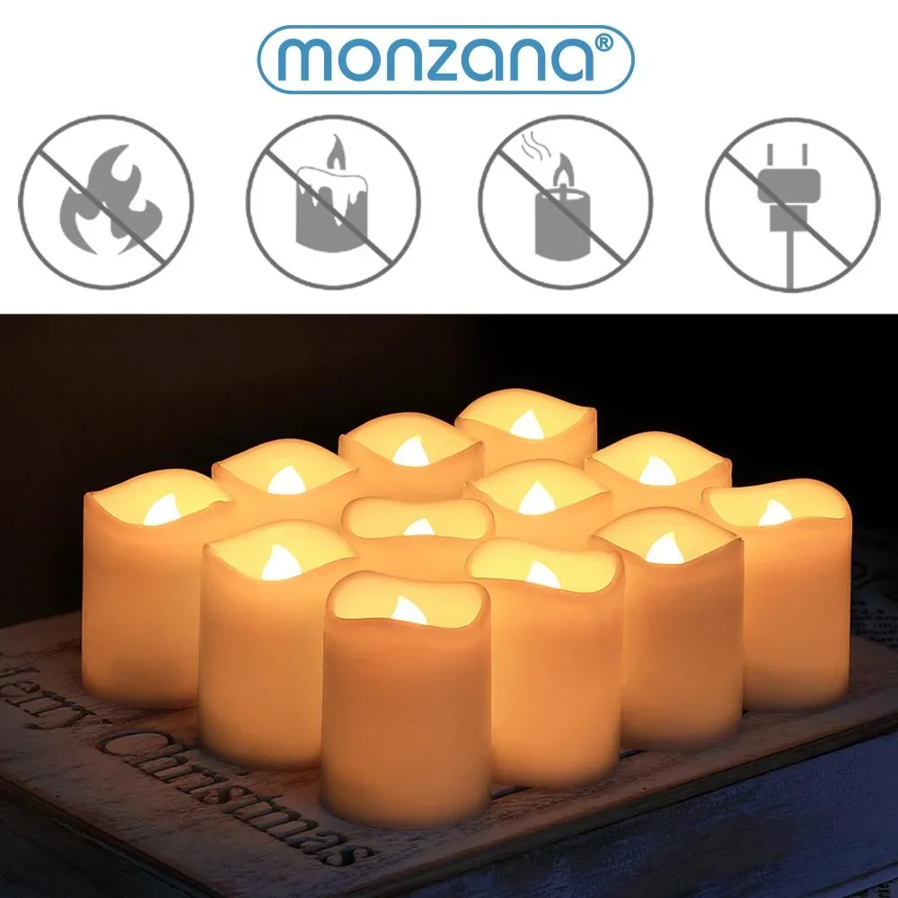 12 LED-Wachskerzen weiß mit Batterie - 1