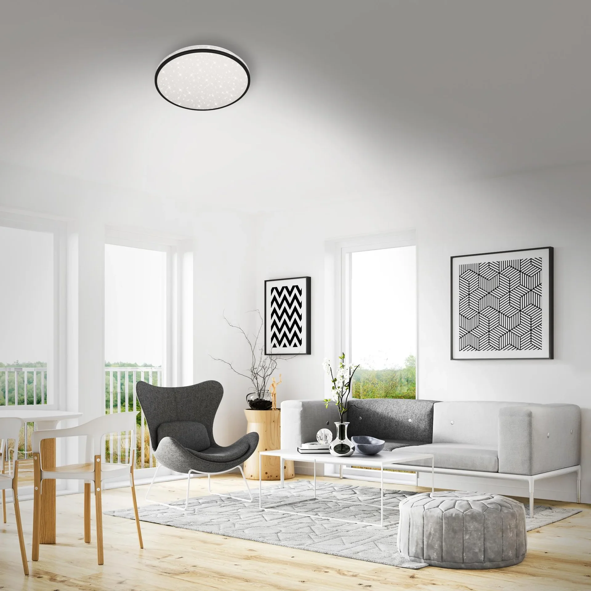 LED Deckenleuchte mit Sternendekor, rund, Ø 38, CCT, 24 Watt, schwarz - 3
