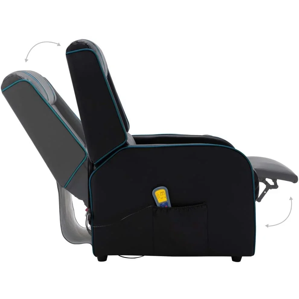 Massagesessel verstellbar Kunstleder schwarz und blau - 4