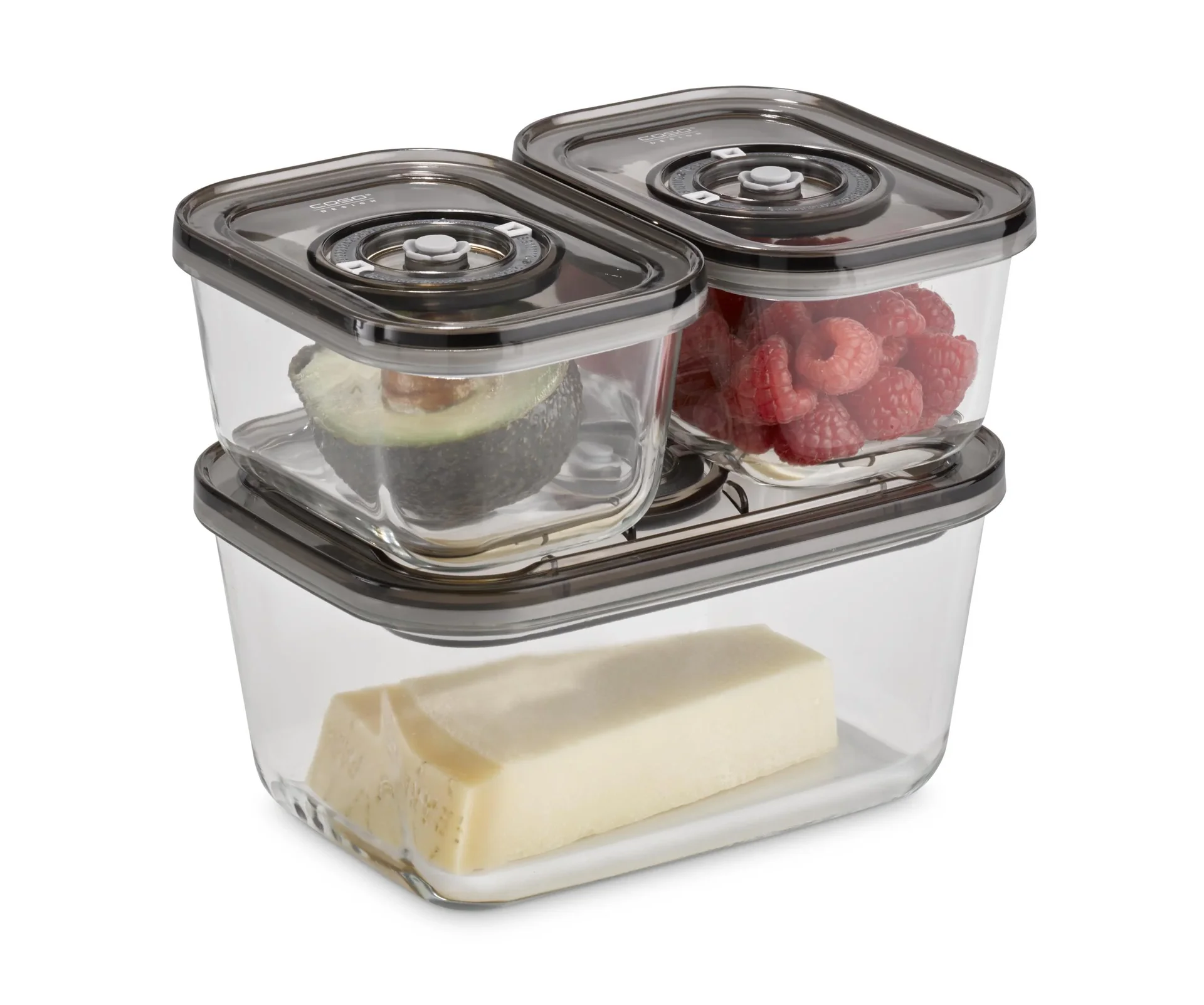 Vakuum-Frischebehälter, 3er Set - 1 x 1500 ml und 2 x 500 ml - 0
