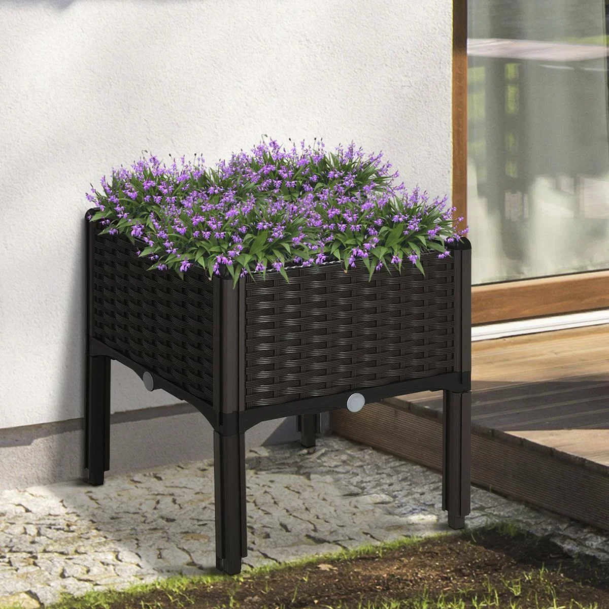 Hochbeet in Rattan-Optik dunkelbraun - 0