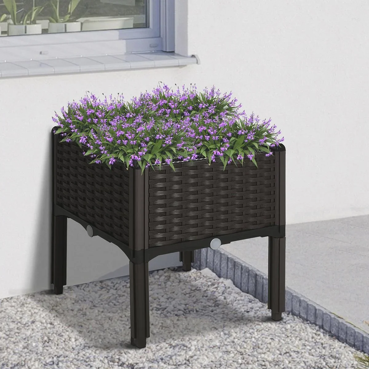Hochbeet in Rattan-Optik dunkelbraun - 1