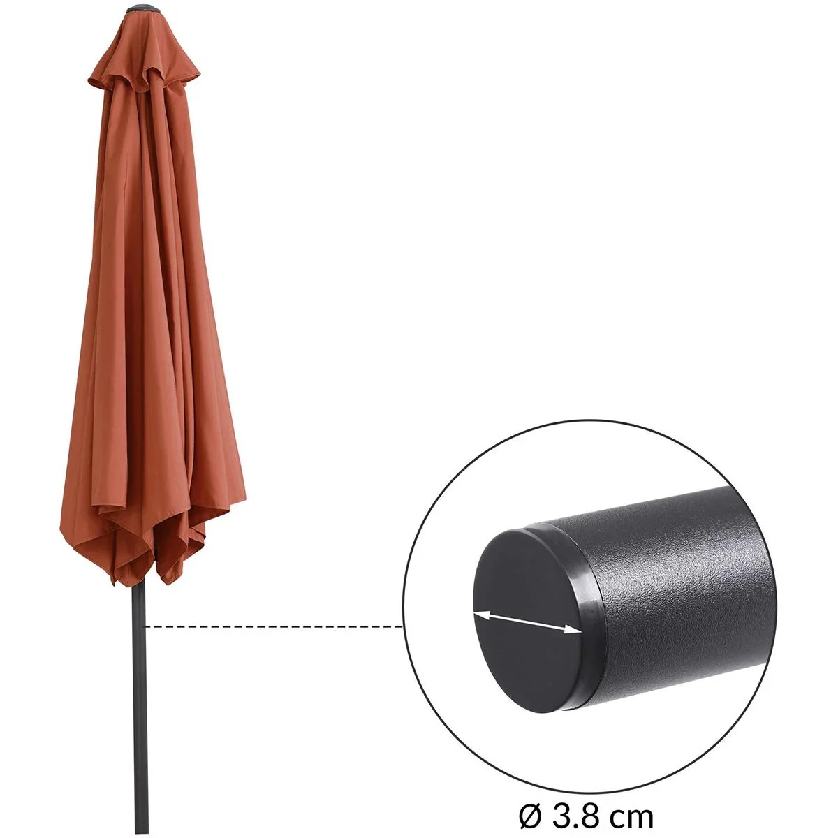 Sonnenschirm Tahiti Terracotta - Ø300cm - UV-Schutz 50+ - 4