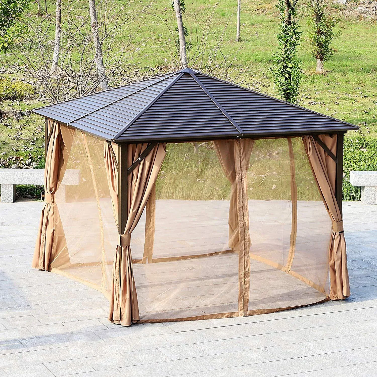 Gartenpavillon mit Laternenhaken - 1