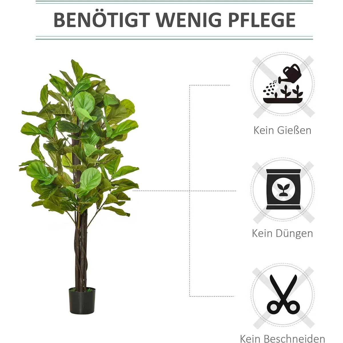 künstliche Pflanzen 155 cm künstlicher Feigenbaum Kunstpflanze Zimmerpflanze Dekopflanze Büropflanze Kunststofftopf für - 3