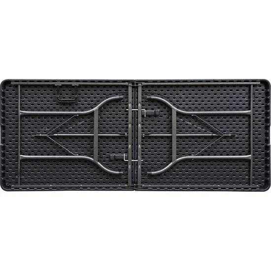 Kunststoff-Camping-Tisch Klapptisch - Woodlook Schwarz - 179x74x72,5 cm - Aluminiumgestell - 0